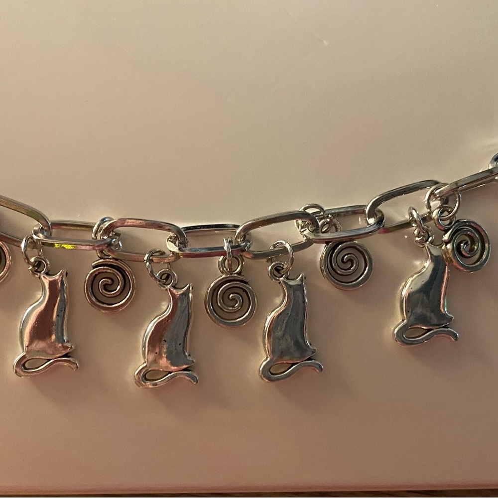 Silver Cat Charm Bracelet